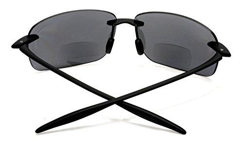 SAMBA SHADES SAMBA SHADES Maui Sports Navigator Bifocal Sun Readers Sunglasses for Men and Women Ultra Flex TR90 Black +2.25