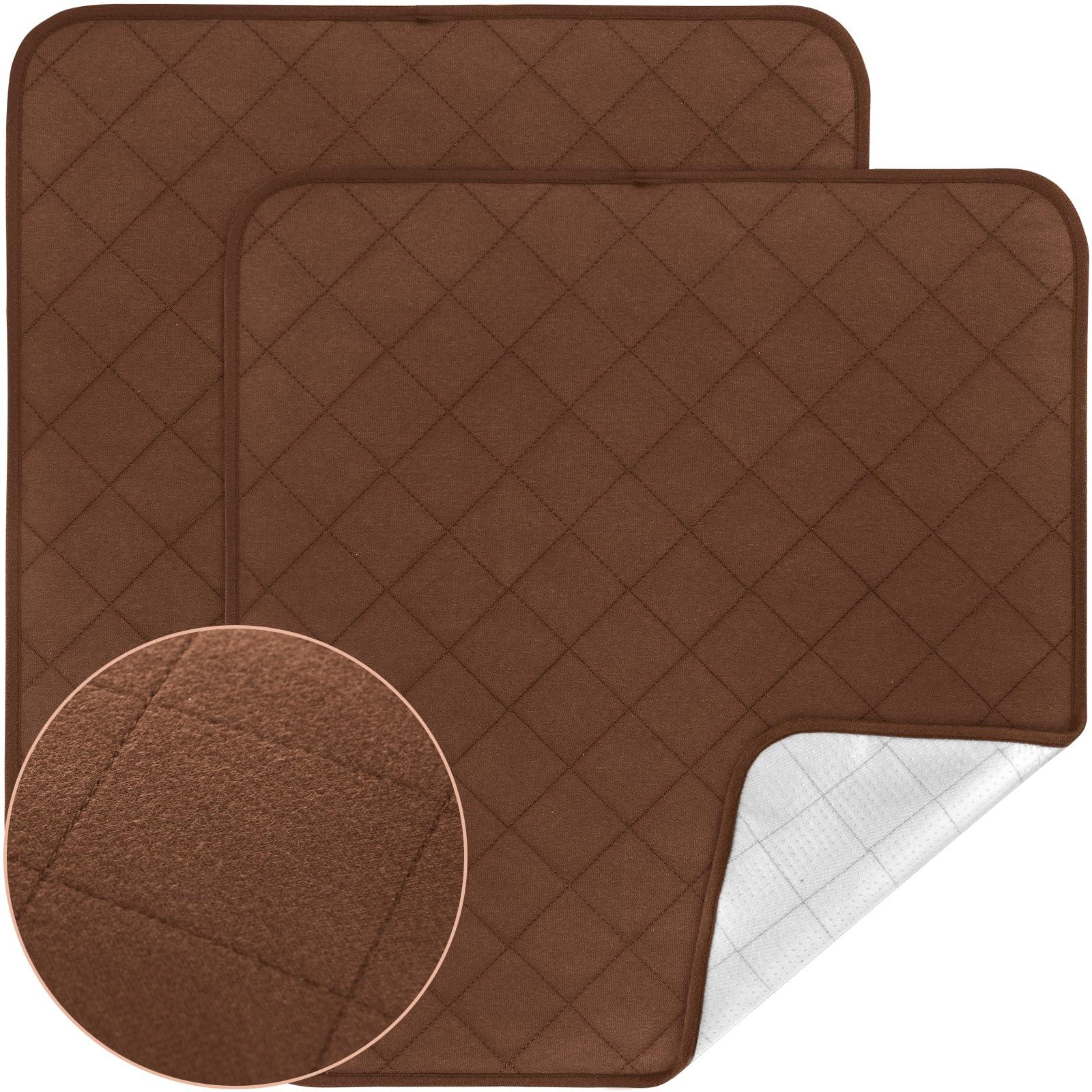 Coldwind Waterproof Chair Pads for Incontinence Washable, 22\" x 21\" Under Pads for Adults Washable, 2 Pack Incontinence Chair Pads, Wheelchair Reusable Seat Pads Cover for Men, Women, Adults, Brown