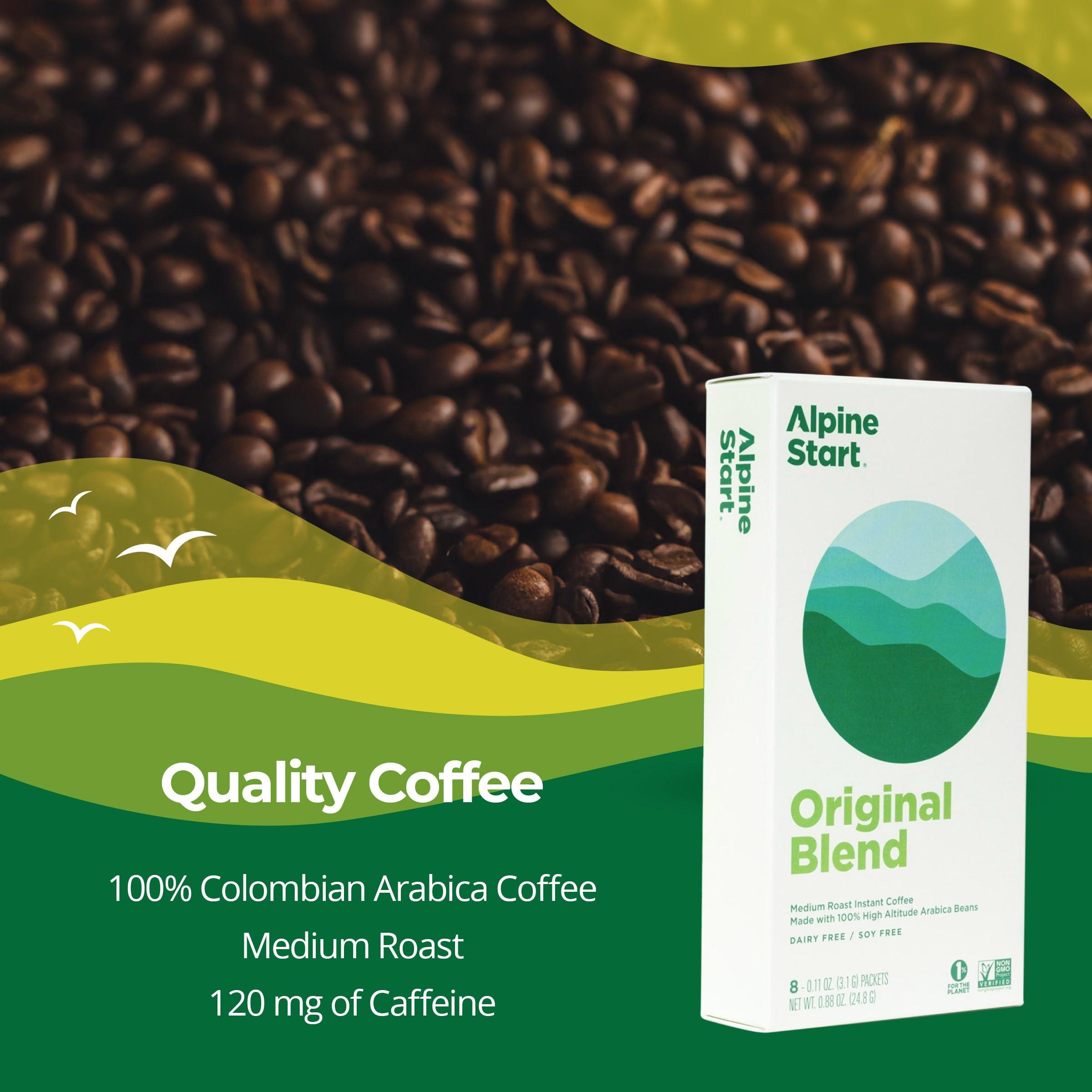 Alpine Start Alpine Start Instant Coffee Medium Roast Original Blend from High Altitude Arabica Beans, Enjoy Hot or Cold, Dairy Free, Soy Free (0.11 Oz) Pack of 8