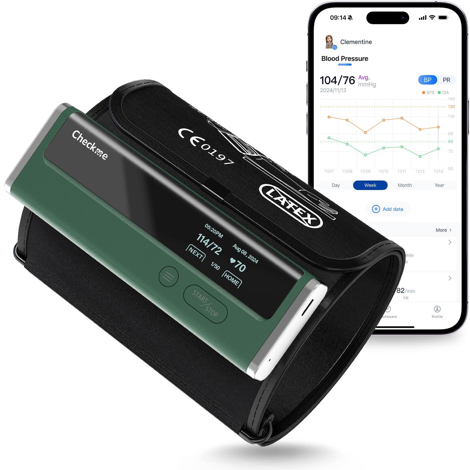 Checkme Checkme Blood Pressure Monitor for Home Use - Upper Arm Cuff, Bluetooth BP Machine, Accurate Readings in 30 sec, App Enabled for iOS & Android, Stores 50 BP Readings, FSA/HSA Eligible, Green