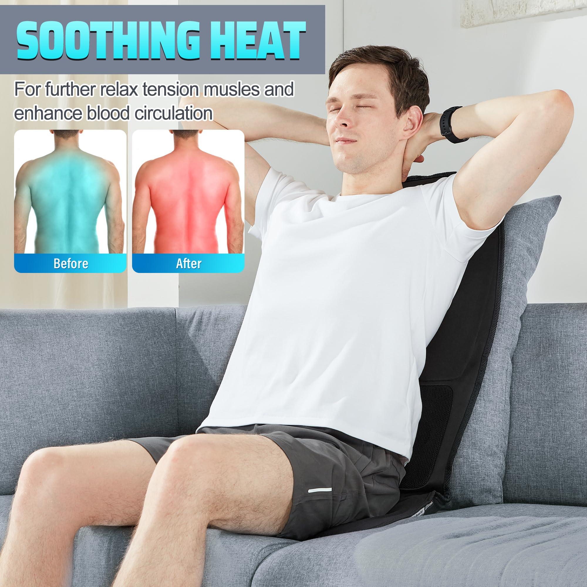 comrelax comrelax Massage Seat Cushion with Heat, Back Massager for Chair, Chair Massager for Full Body Massage, Deep Tissue Vibration Massager with 2 Adapters, Gifts for Dad Mom