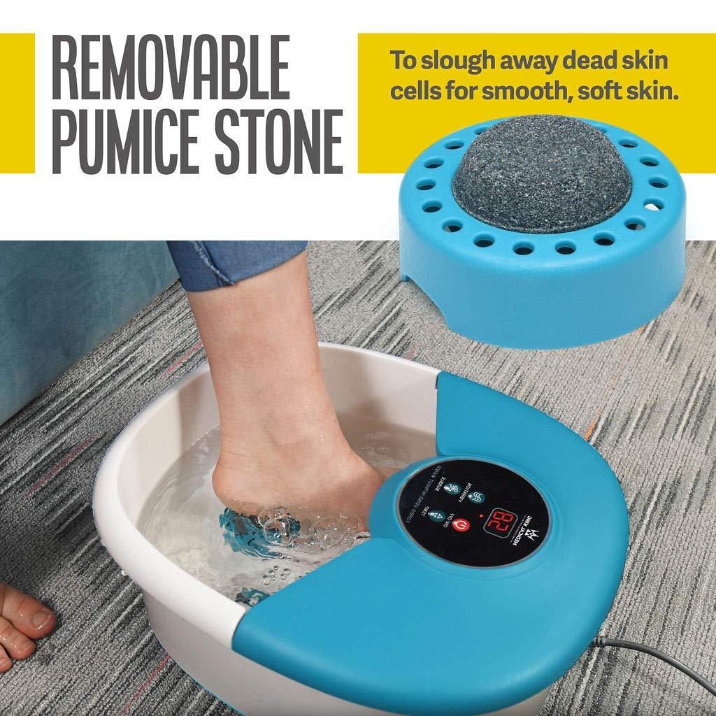 Medical king Foot Spa Massager with Heat, 14 Rollers in Foot Shape - 5 in 1 Foot Bath Massager Includes Adjustable Heating, Bubbles, Vibration, Pumice Stone, Mini Massage Points - for Tired Feet, & Stress Relief