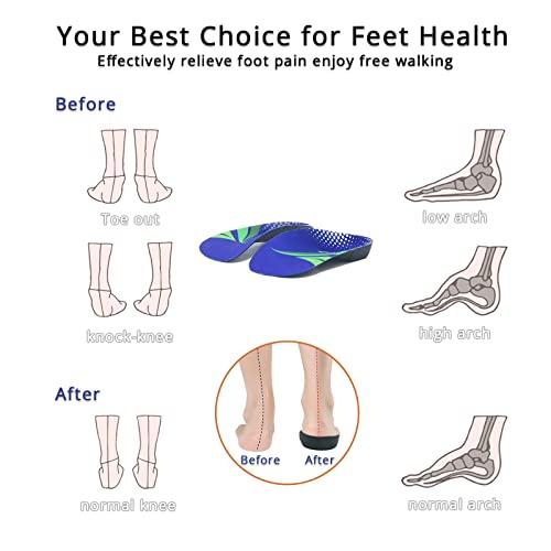 ActFun Over Pronation Insoles, 3/4 Length High Arch Support Insoles Orthotic Inserts, Plantar Fasciitis, Flat Feet, Heel Pain, Relief Shoe Inserts for Men and Women Running Sports, S