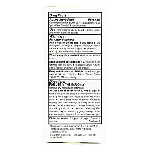 Major MAJOR Ear Drops Earwax Removal Aid 0.5oz 15mL CARBAMIDE PEROXIDE 6.5% USA