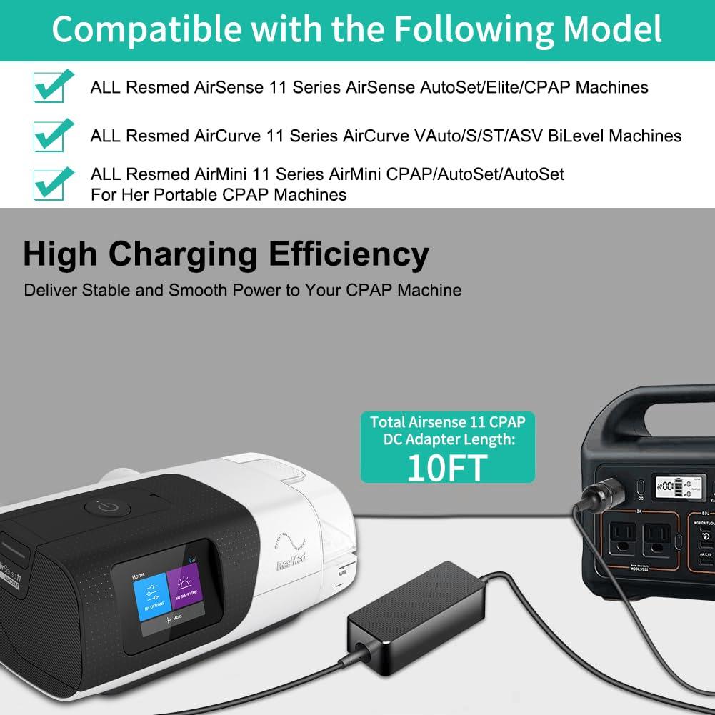 HKY HKY Replacement Resmed AirSense 11 DC Converter 12V-24V Car Charger DC Adapter for All Resmed AirSense 11 CPAP Machine AirSense 11 AutoSet/AirSense 11 Elite CPAP Power Cord Resmed Airsense 11 Supplies