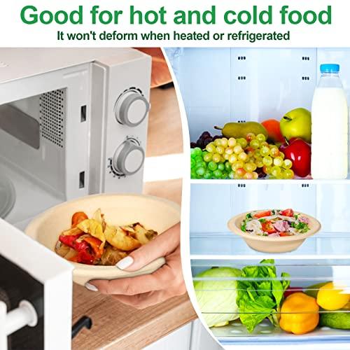 Bionutrio 20oz Paper Bowls Disposable, 100 Pack Bowls Disposable Heavy Duty, Compostable Soup Bowls, Biodegradable Serving Bowls for Salad, Ice Cream, Dessert, Eco-Friendly Bowls Made Of Sugarcane