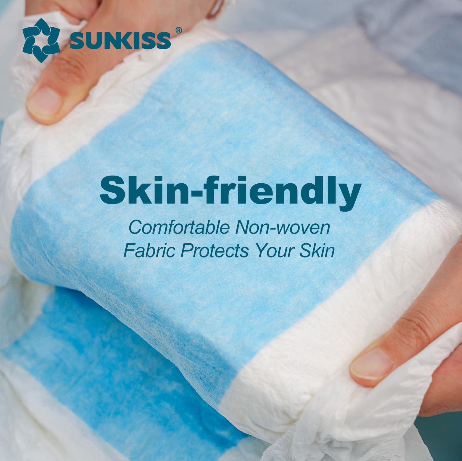 SUNKISS SUNKISS TrustPlus Overnight Adult Diapers with Tabs, Unisex Disposable Incontinence Briefs for Men and Women, Odor Control, Large, 48 Count (4 Packs of 12)