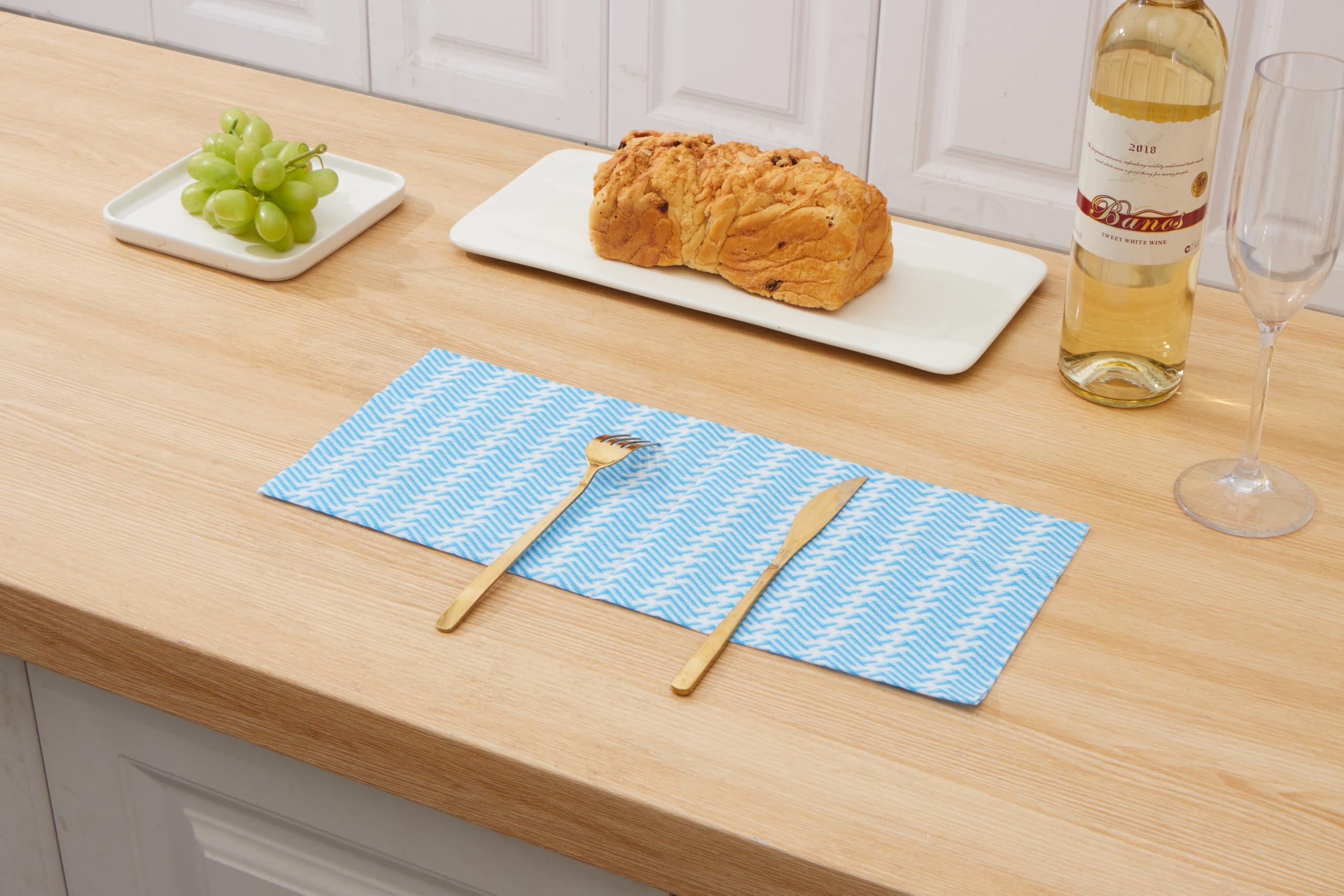 Peachicha Peachicha Disposable Cleaning Cloth Washing Cloth for Kitchen, Multi-use Dish Towels, Disposable Dish Cloths, Cleaning Rags,100 Count, Blue