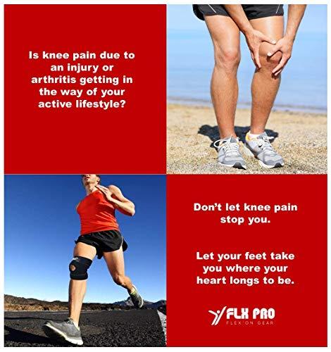 FLX Flex'on Gear Knee Brace Support Compression Wrap Sleeve Patella Stabilizer 4 Strap Flexible Adjustable for Arthritis Tendonitis Pain, Meniscus Tear ACL LCL MCL Sprain Injury ML & Plus Size 1X-3X (Man Men Women)