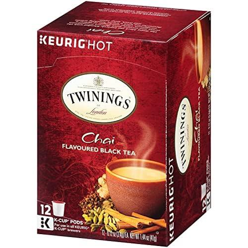 Twinings Twinings Chai Black Tea K-Cup Pods for Keurig, 12 Count (Pack of 6), Naturally Sweet, Savoury Spice Flavour, Caffeinated, Enjoy Hot or Iced