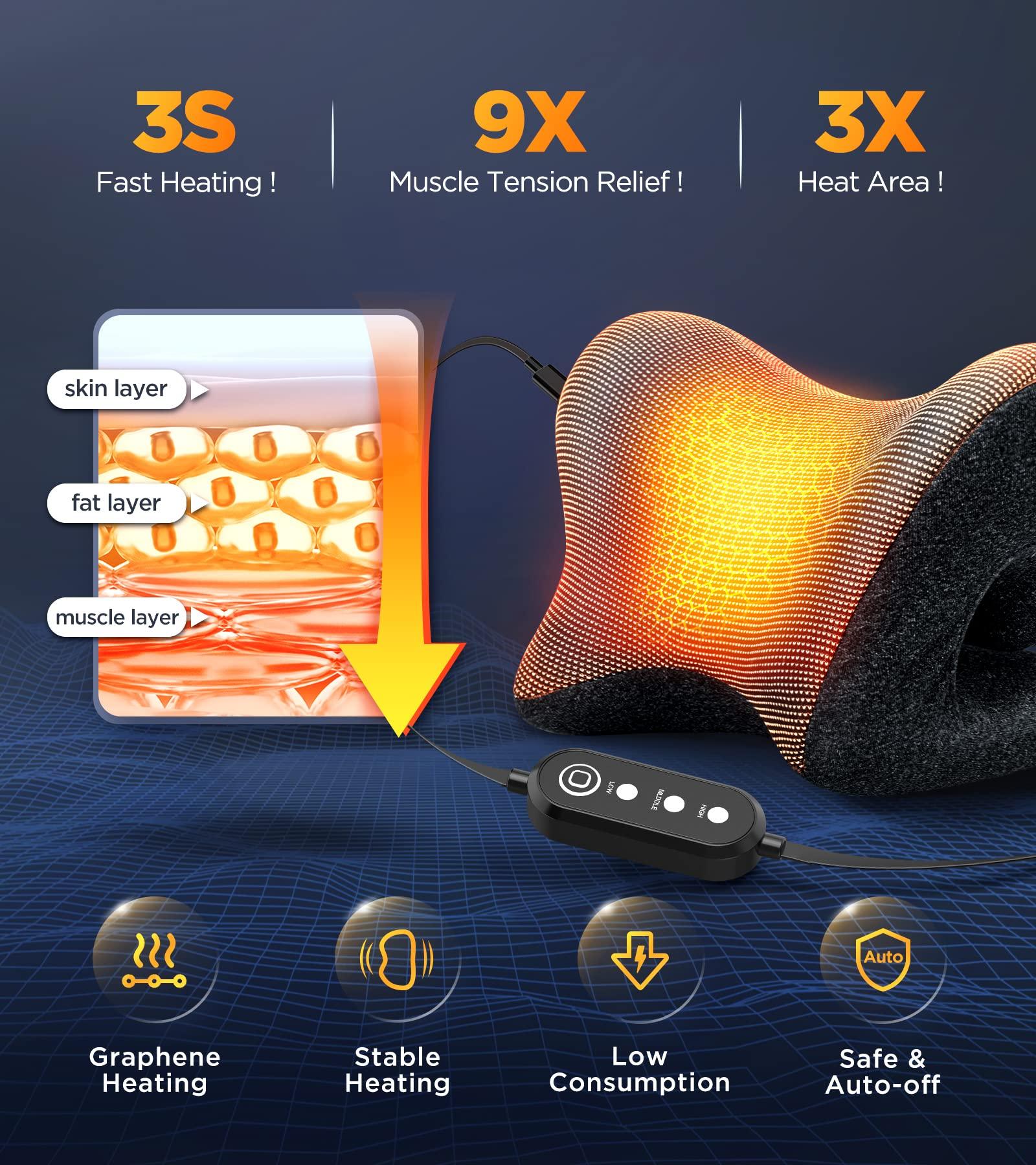 TINHIN Tinhin 3S Heated Neck Stretcher for 9X Pain Relief, 3X Larger Graphene Heating Area w/Magnetic Therapy Case, Cervical Traction Device Pillow, Neck and Shoulder Relaxer Support for TMJ Spine Alignment