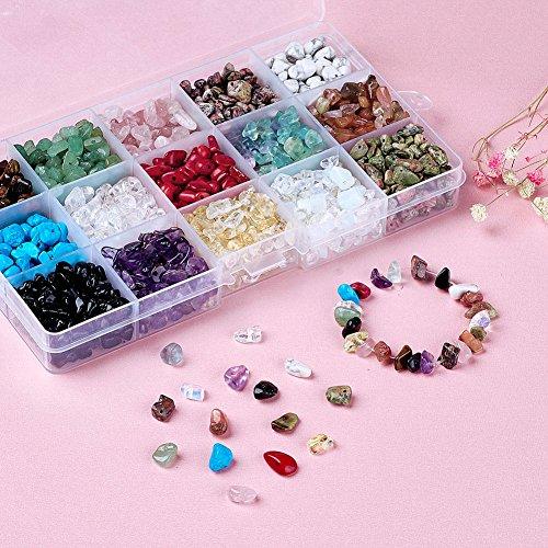KISSITTY KISSITTY About 1200pcs 15 Styles Mixed Natural & Synthetic Drilled Gemstone Chip Beads 5-8mm Irregular Semi Precious Chakra Energy Healing Stone for Vase Fillers DIY Jewelry Craft Making