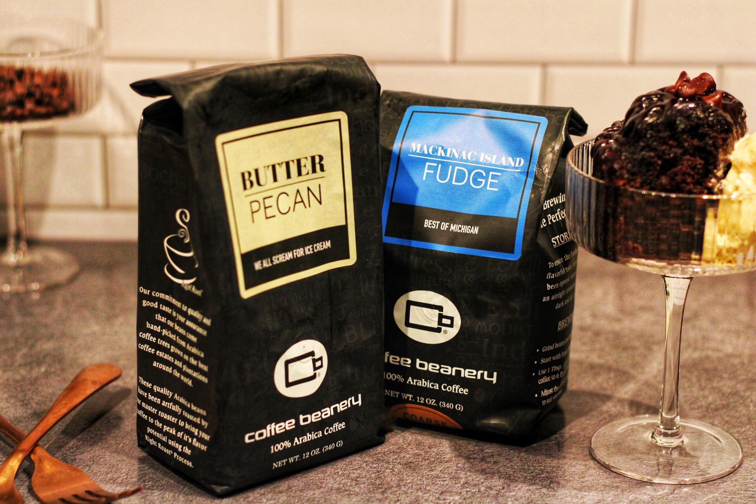 Coffee Beanery Mackinac Island Fudge by Coffee Beanery | 12oz Flavored Whole Bean Coffee Medium Roast Coffee | 100% Specialty Arabica Coffee Whole Bean | Gourmet Coffee Whole Beans