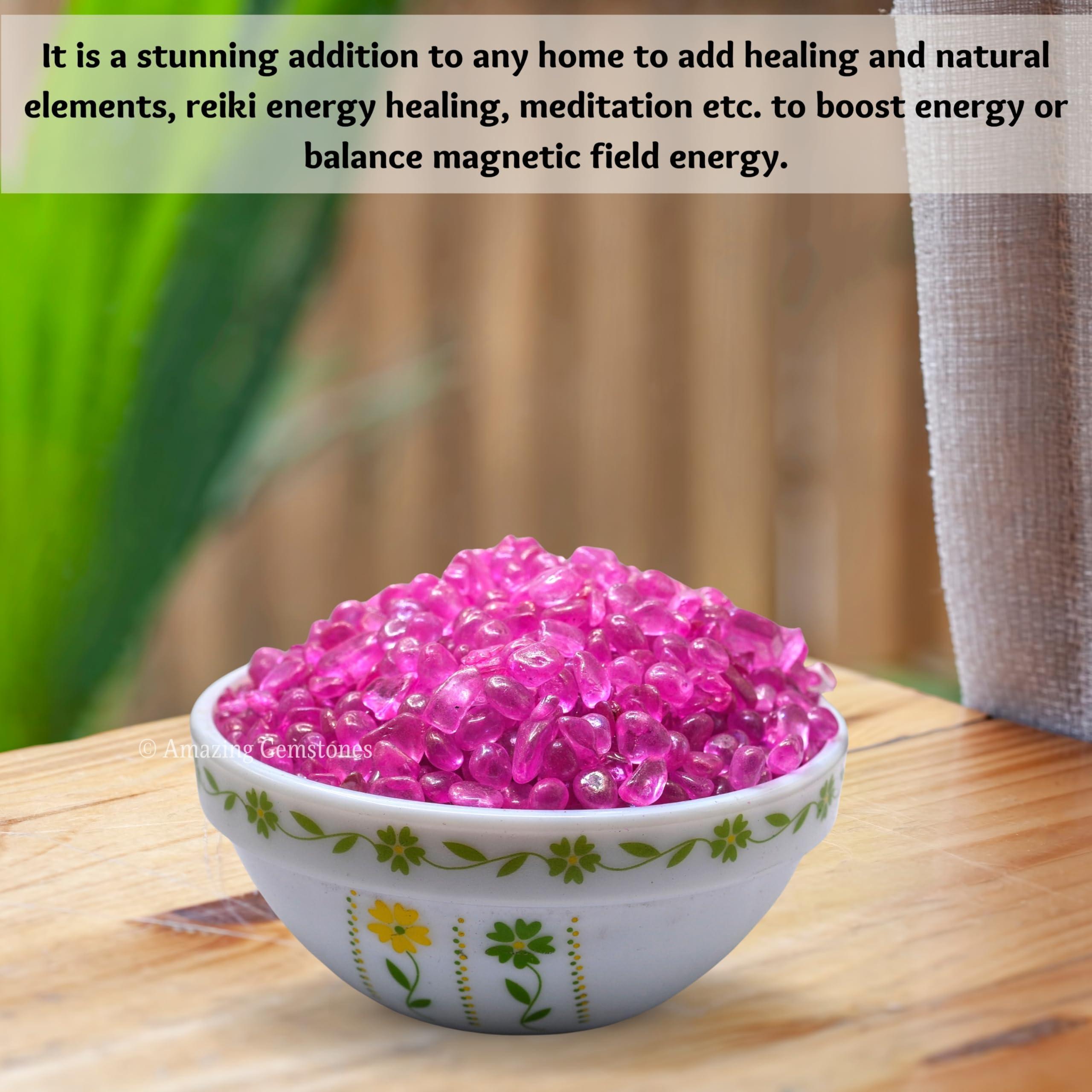 Amazing Gemstone Rose Aura Quartz Crystal Chips Aquarium Gravel Rocks - Aura Quartz Chips Bulk Fish Tank Gravel, Small Tumbled Stone Chips and Tiny Crystals for Decoration (Natural AAA Grade Gemstones)