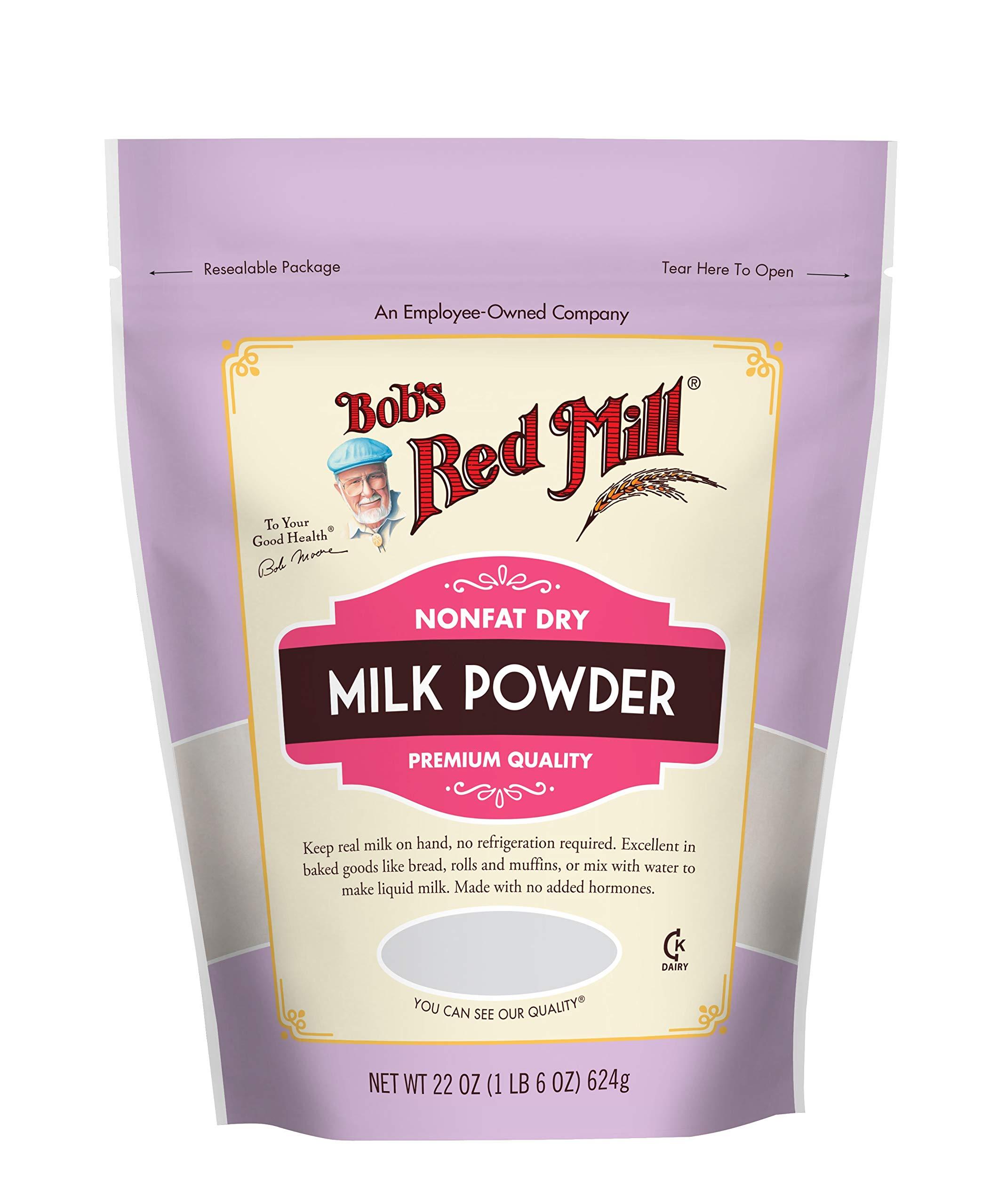 Bob's Red Mill Bob\'s Red Mill Nonfat Dry Milk Powder - 22 oz (Pack of 4), Makes 26 Cups per Bag, Made in USA, Unflavored