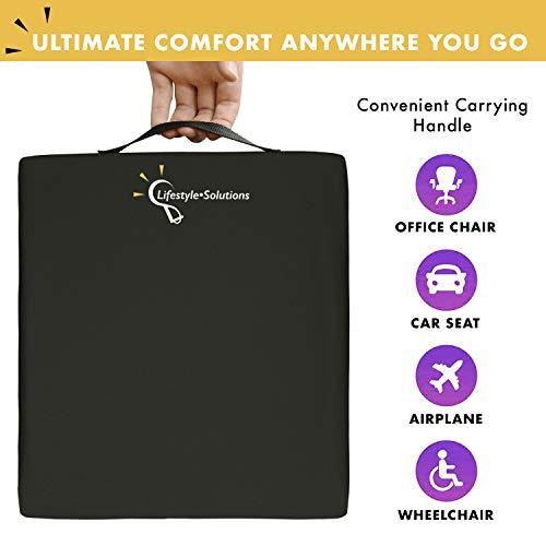 Lifestyle-Solutions Lifestyle Wheelchair Cushion, Waterproof Orthopedic Gel Seat Pad for Back Support ,Coccyx, Sciatica, Pressure Sores and Tailbone Pain Relief (20" X 16" X 3")