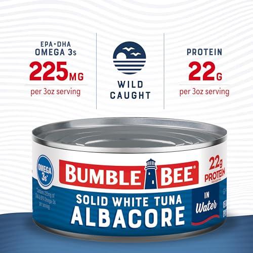 Bumble Bee Bumble Bee Solid White Albacore Tuna in Water, 12 oz Can (Pack of 12) - Wild Caught Tuna - 22g Protein per Serving, High in Omega-3s - Non-GMO Project Verified, Gluten Free, Kosher