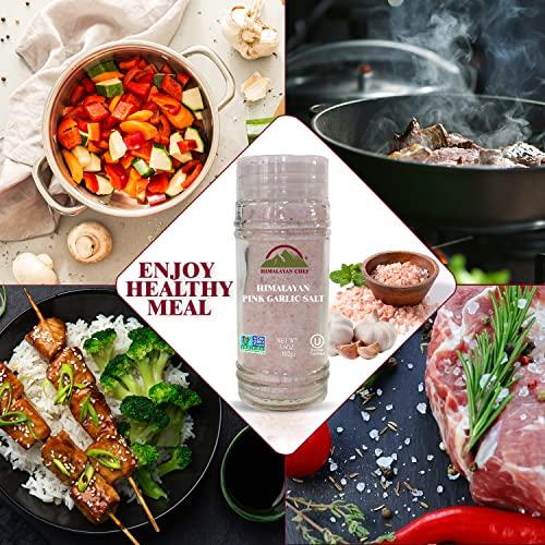 Himalayan Chef Himalayan Chef Himalayan Pink Garlic Salt -3.6 Oz (Pack of 1), Small Grinder of Garlic Salt Seasoning, Natural & Certified