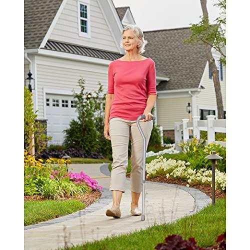 Carex Carex Offset Walking Cane with Balance Premium Lightweight Aluminum Cane with Cane Handle and Adjustable Height Supports up to 250 lb, for Women and Men, Silver, 0.8 Pounds
