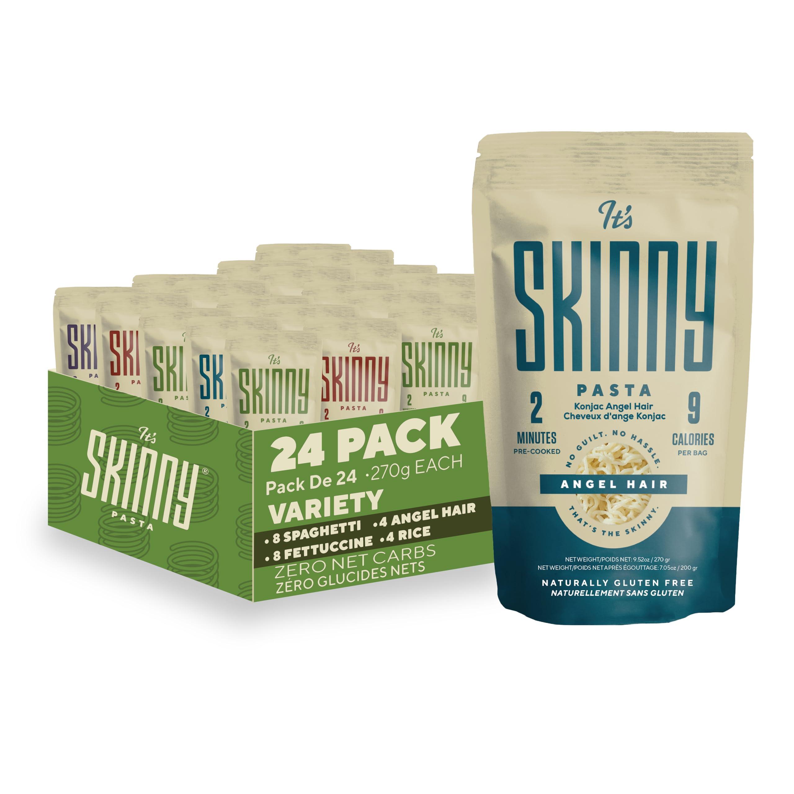 It's Skinny Its Skinny Pasta Variety Pack - Pre-cooked Low Carb Pasta, Konjac Shirataki Noodles, Gluten Free Pasta, Vegan and Keto-Friendly (24-pack)