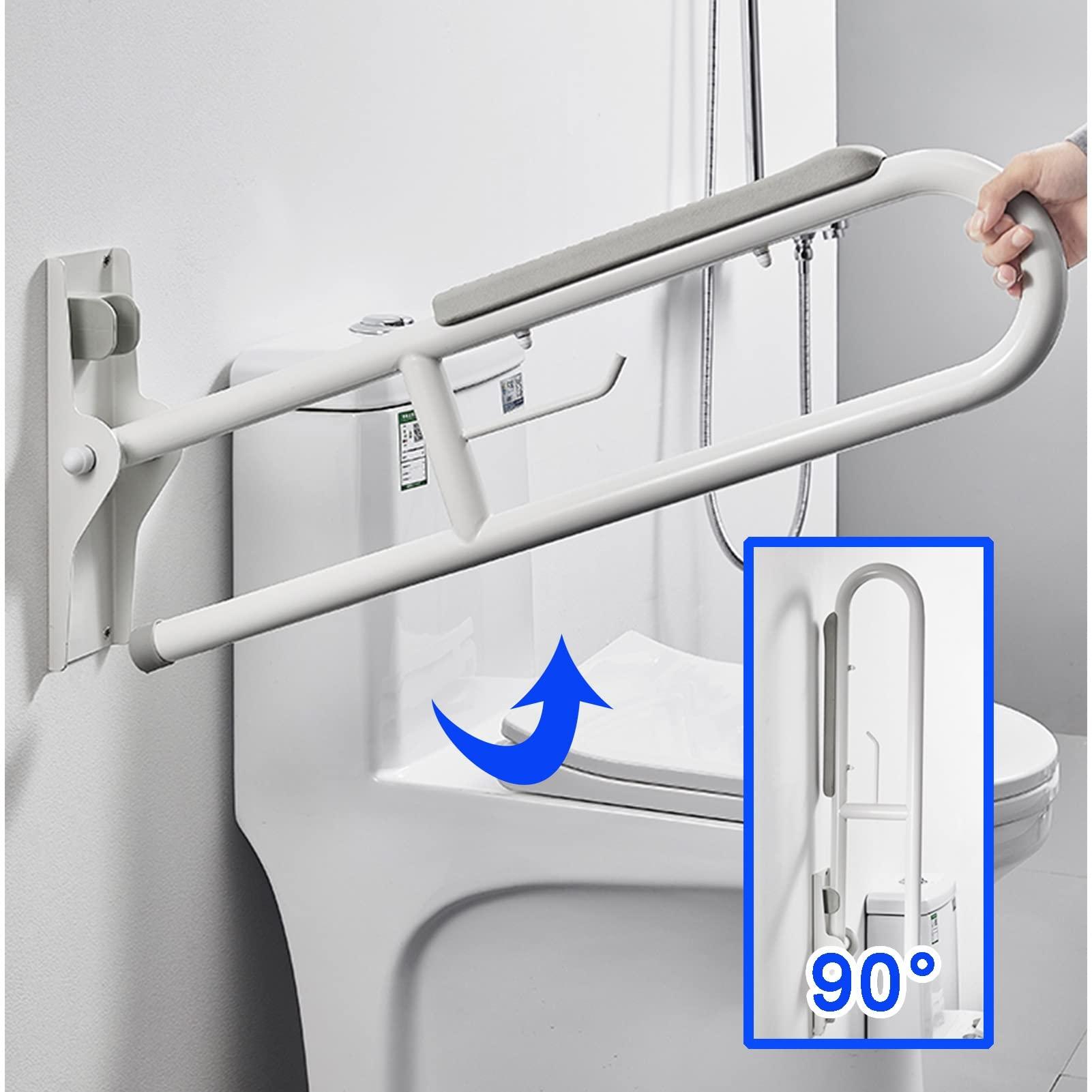 GUAWJRZDP Foldable Toilet Grab Bar,Drop Down Grab Rail,Bathroom Support,90folding, stable support,non-slip,with tissue holder,Be applicable elderly,disabled,pregnant women Toilet Rails ( Size : 70cm(27.55in) )