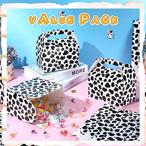 Epakh 24 Pack Cow Party Favor Treat Boxes Candy Treat Present Boxes Cow Print Gift Bags Farm Goodie Boxes for Birthday Wedding Party Supplies Decoration Baby Shower