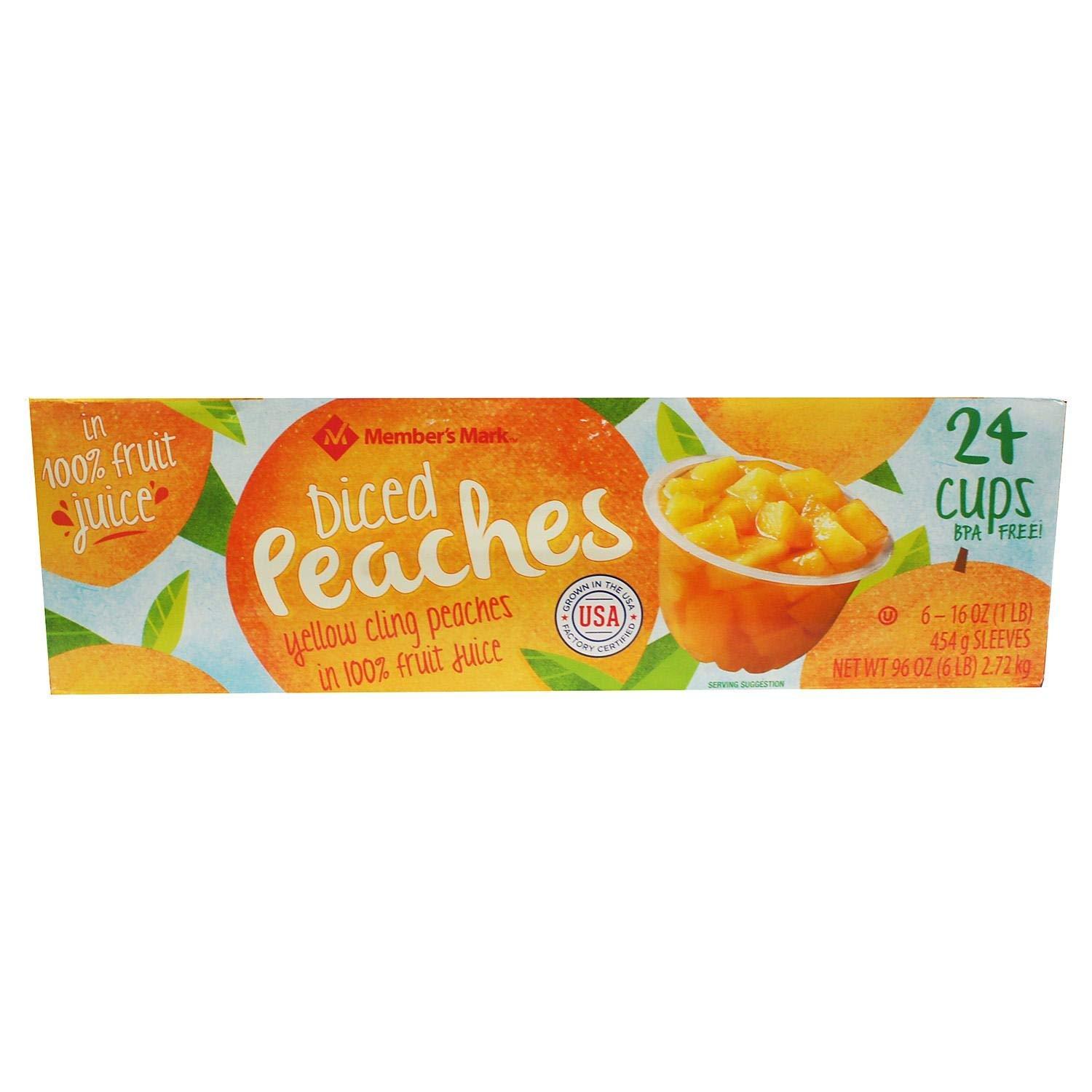 EVAXO Member\'s Mark Diced Peaches in 100% Fruit Juice (4 Ounce, 24 Pack)