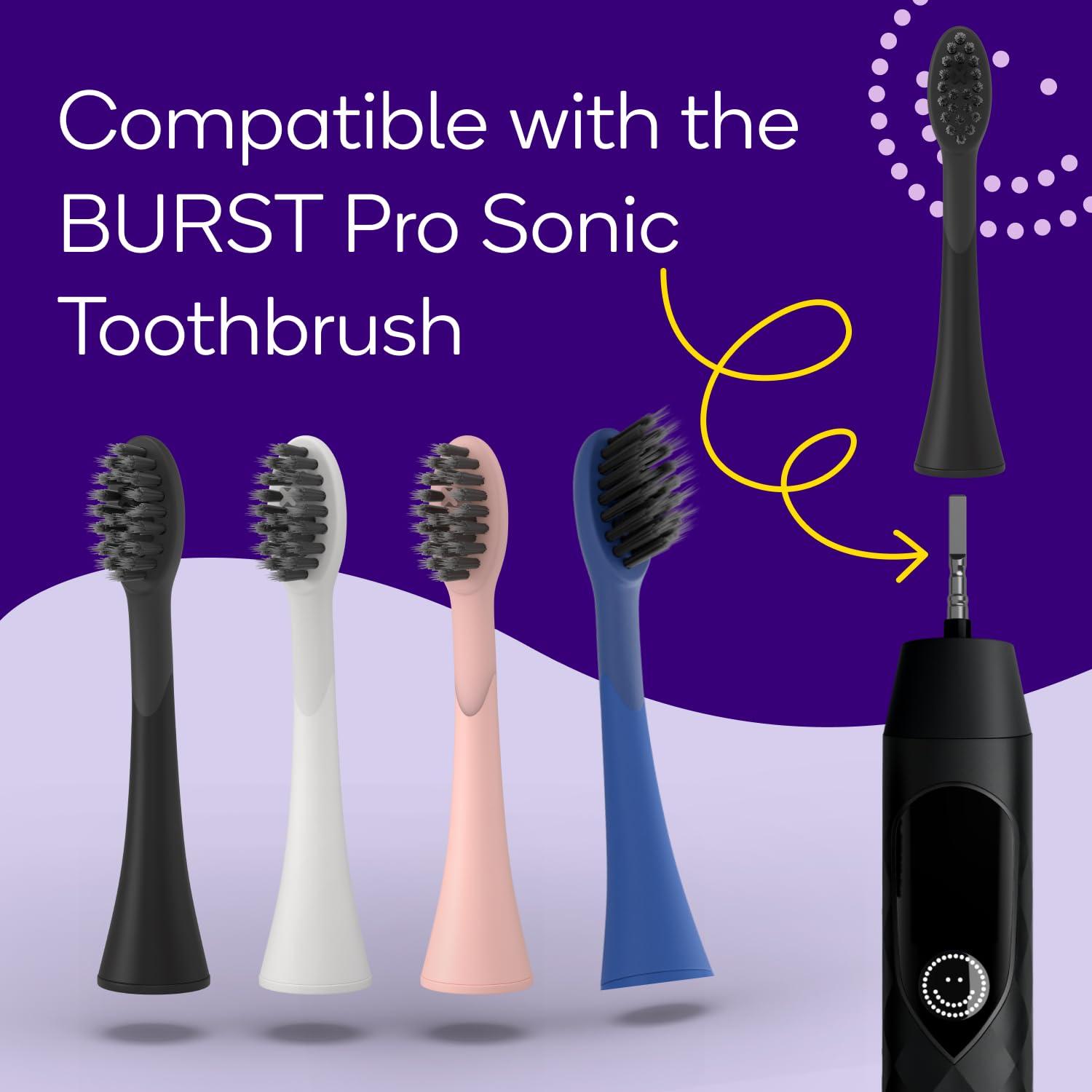 Burst BURST Pro Sonic Electric Toothbrush Genuine Replacement Heads (Cobalt Blue/3 Pack) | Soft Bristles for Deep Clean, Stain & Plaque Removal