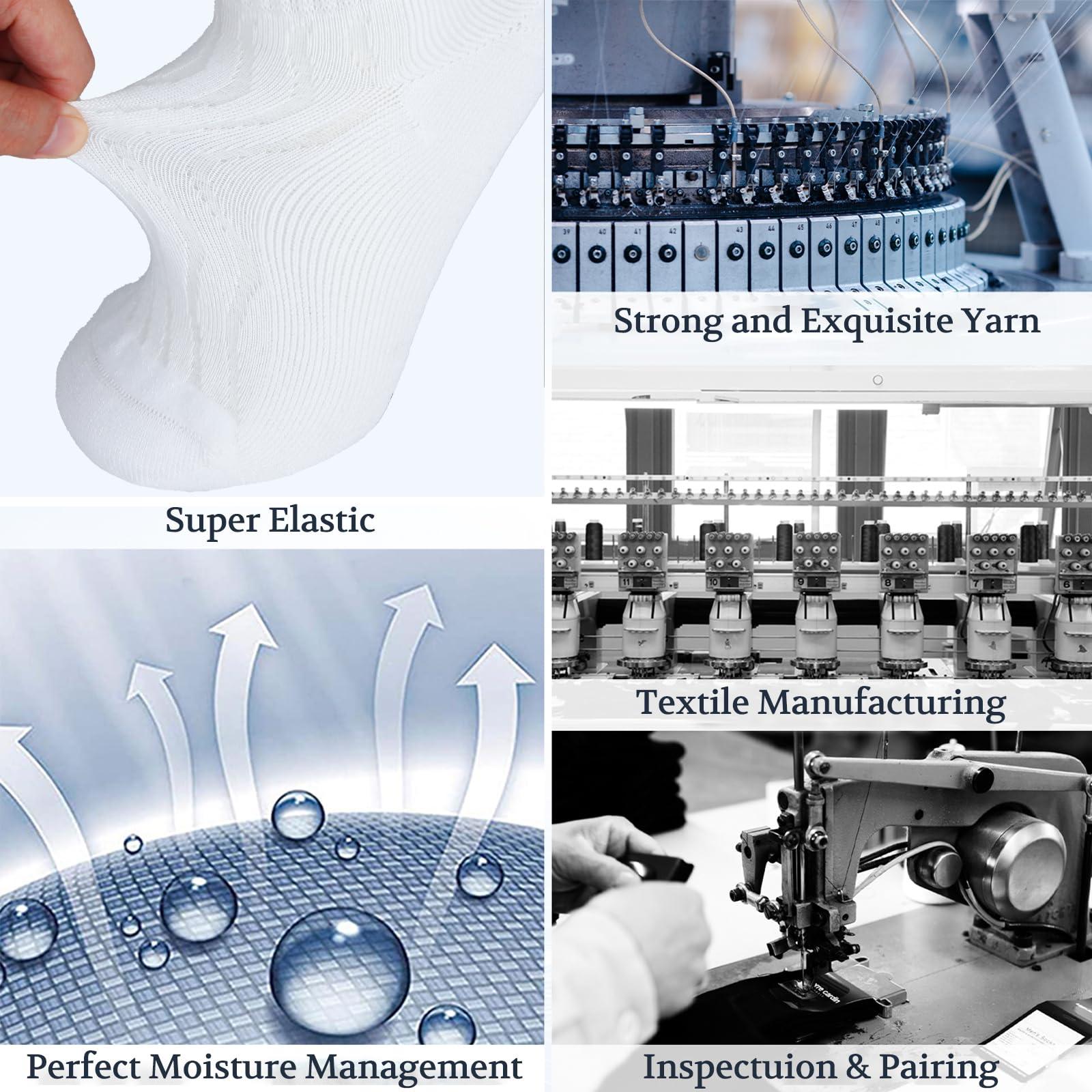 +MD +MD Diabetic Socks for Men Women-6 Pairs, Non-Binding Extra Wide Ankle Socks, Circulator Socks for Edema 10-13 White