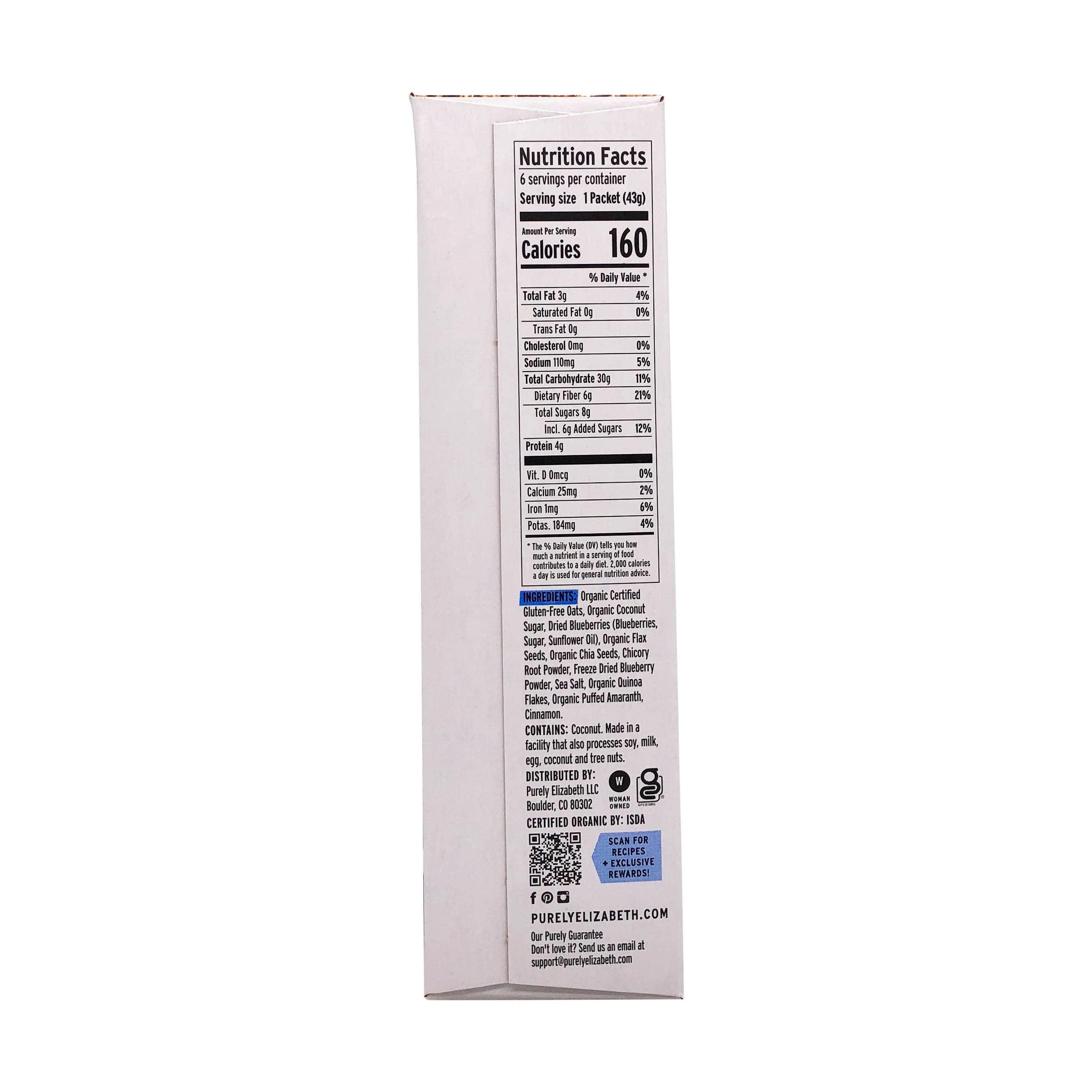 purely elizabeth. Purely Elizabeth, Oatmeal Blueberry Flax Prebiotic, 1.52 Ounce, 6 Pack