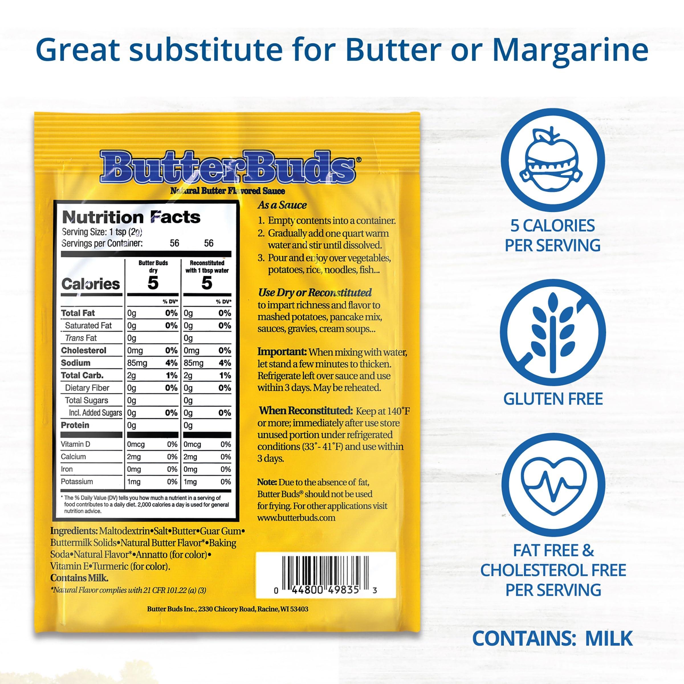 BUTTER BUDS Butter Buds Sauce Mix, 4 Oz (4-Pack) Non-GMO, Gluten-Free Natural Butter Flavored Sauce Made with Buttermilk, 0 Fat, 0 Cholesterol