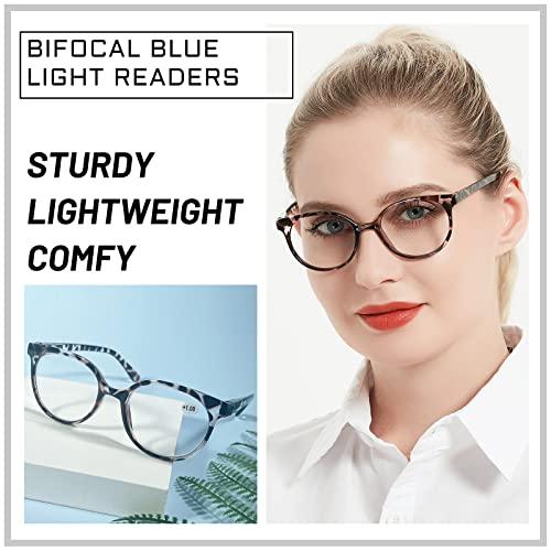 OCCI CHIARI OCCI CHIARI Bifocal Reading Glasses with Clear Top,Blue Light Blocking Readers Women 1.0 1.5 2.0 2.5 3.0 3.5(300+ Demi)