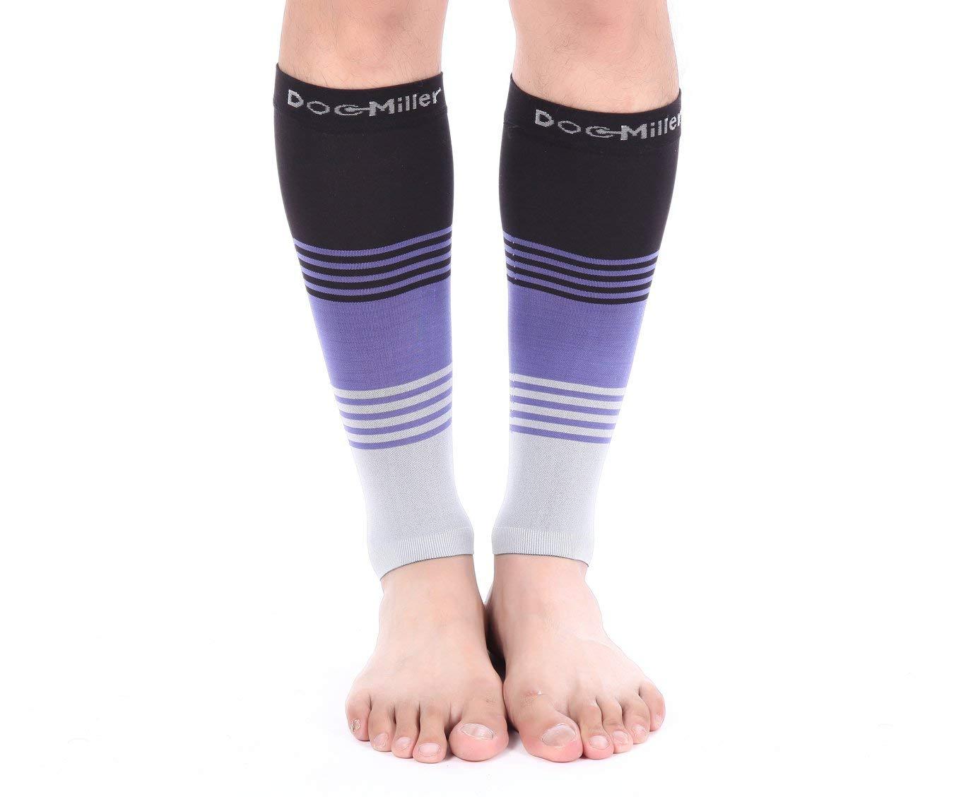 Doc Miller Doc Miller Compression Calf Sleeve for Men & Women, Medical Grade, 20-30mmHg Graduated Support for Running, Calf Tear, Shin Splints, Knee High, Calf Sleeves, Stripes Design, Extra Large Size,1 Pair