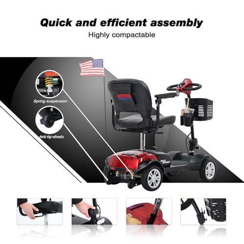 NineLife Basics Mobility Scooters for Seniors & Adults 400lbs Capacity 4 Wheel Foldable Powered Mobility Scooter for Elderly for Travel, Lightweight All Terrain Mobility Scooter with Lights and Basket (Red)