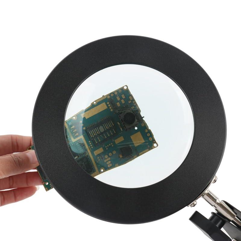 ASDEHH 10X Multipurpose Magnifier Adjustable 3 Colors LED Light Illuminator Cantilever Clamp Stand for PCB Detect Reading Watch Repair