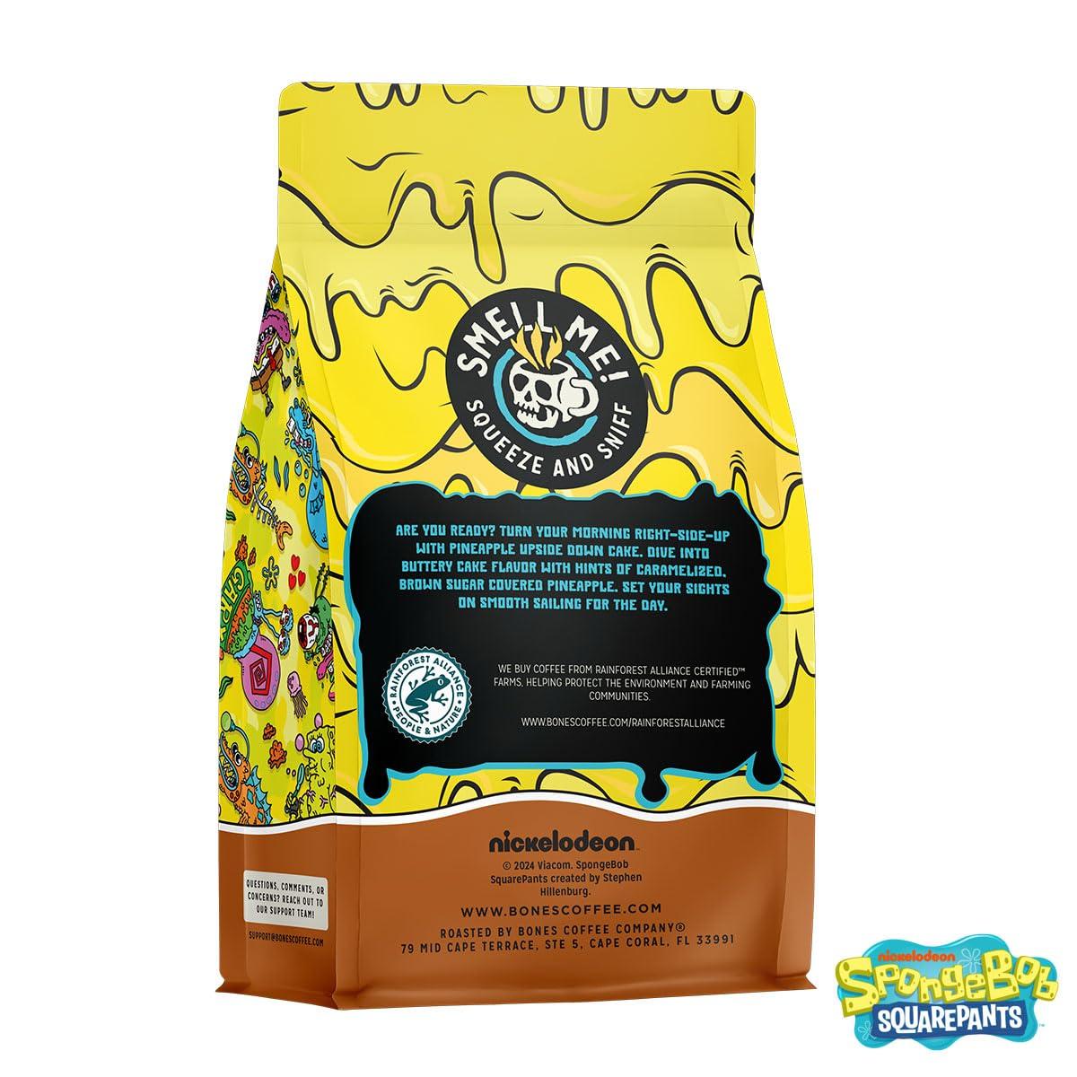 Bones Coffee Company Bones Coffee Company Spongebob Bikini Bottom Brew Flavored Coffee Beans, Whole Bean Coffee Medium Roast Low Acid, Chocolate Souffle Flavor (12 oz)