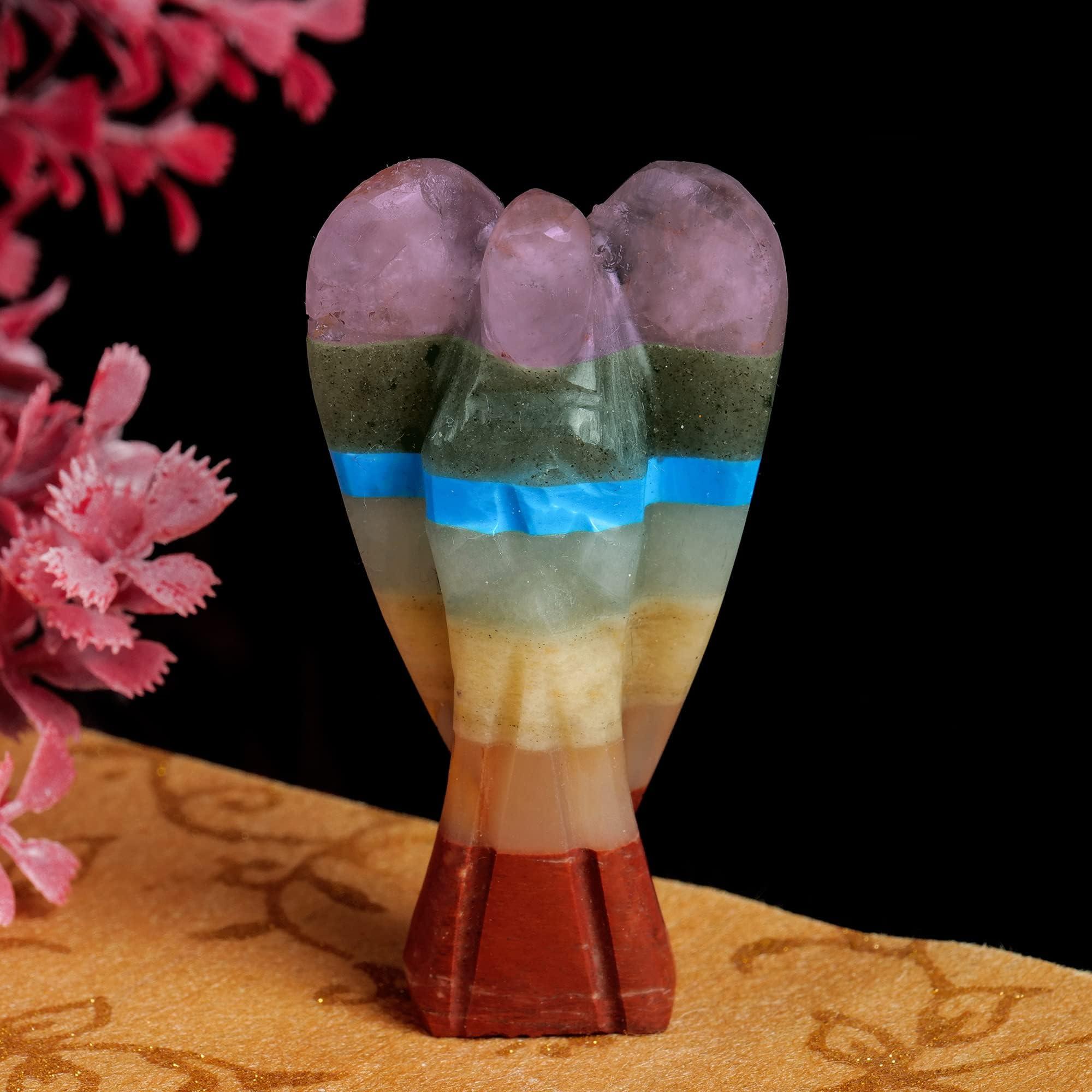 PYOR Chakra Tree, Chakra Stones, Crystal Tree, Gifts for Women, Stones and Crystals, Spiritual Decor, Crystal Pocket Angels, 7 Chakra Tree, Crystal Angel Figurines, Gem Tree, Meditation Accessories