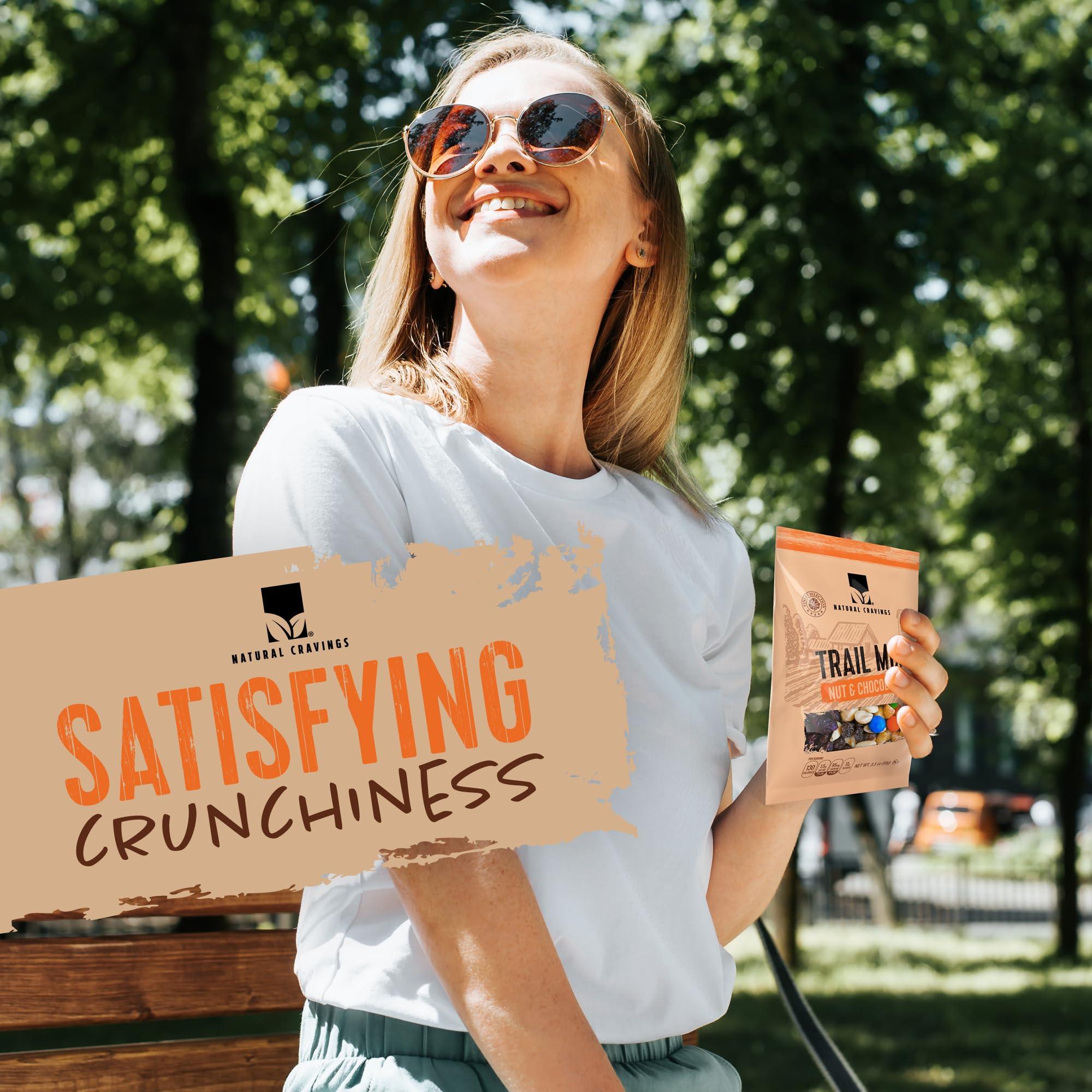 Natural Cravings Natural Cravings Trail Mix Snack Packs - Individual 3.5 oz Bags - Nuts & Chocolate Dried Fruit Mix & Nuts Mix with Peanuts, Dried Cranberries, Raisins, Chocolate Gems - Trail Mix Individual Packs