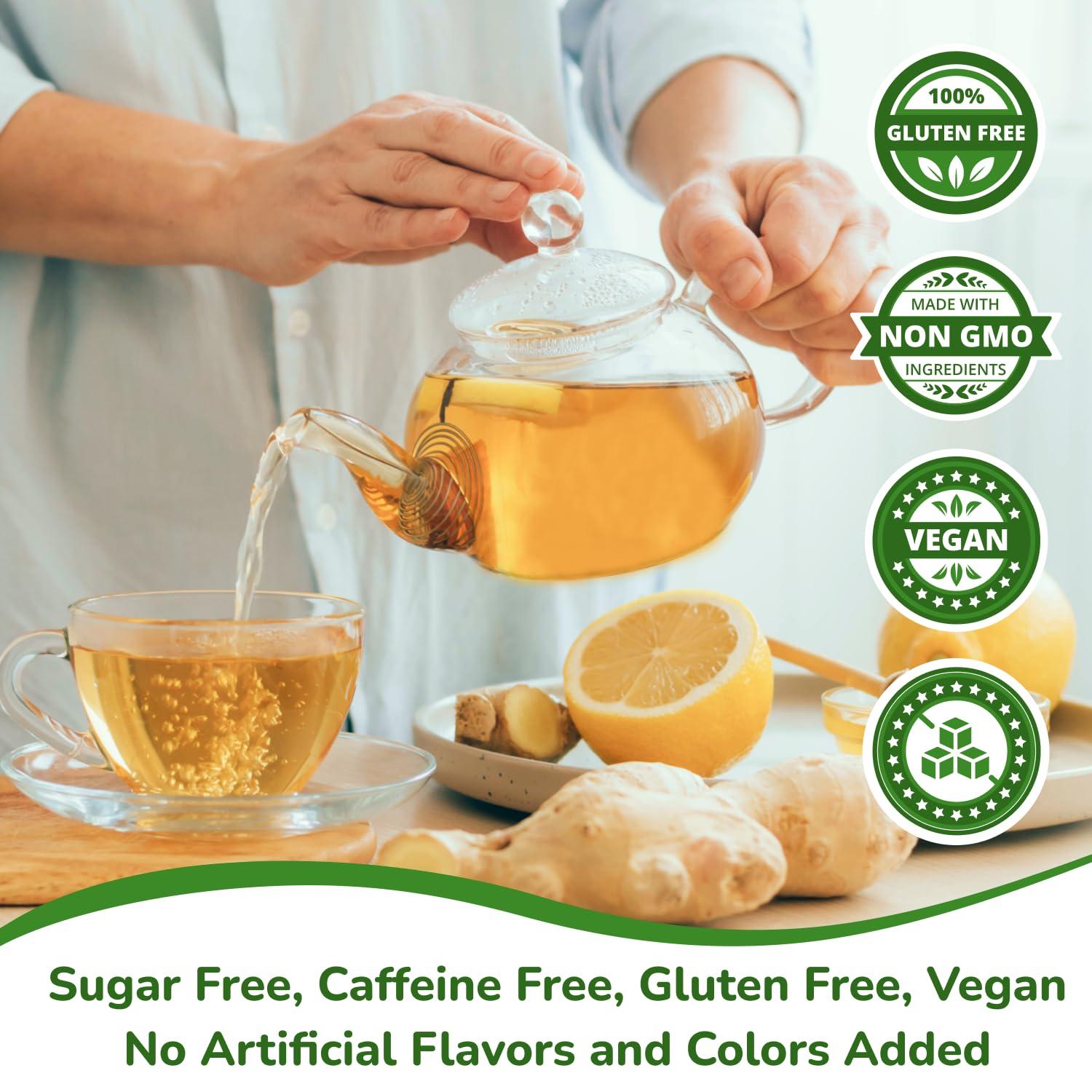 VIDA FARM VIDA FARM 100 Lemon Ginger Tea Bags, 100% Natural Ingredients - Warming & Spicy Blend, Caffeine Free, Sugar Free, Non-GMO, Lemon & Ginger Herbal Tea Beverage
