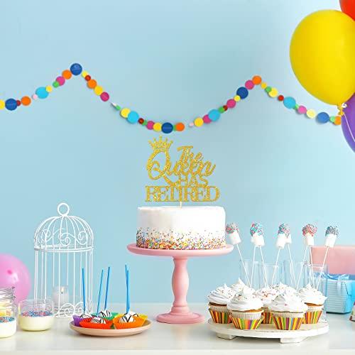 Kaakswa The Queen Has Retired Cake Topper, Retirement Farewell Party Decors, Happy Retirement for Mom Woman, The Legend Has Retired - Official Retired Theme Cake Decorations, Gold
