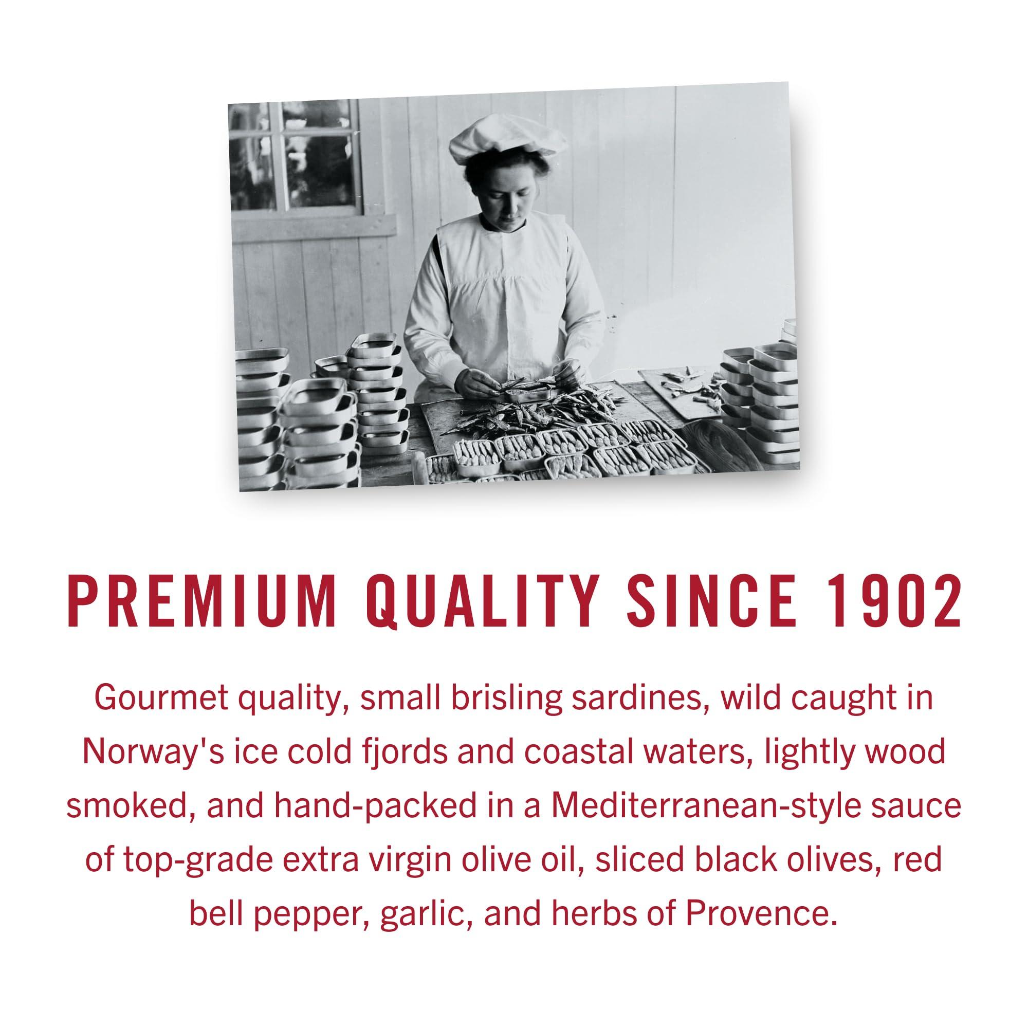 King Oscar King Oscar Premium Sardines in Extra Virgin Olive Oil, Mediterranean Style, 3.75 Ounce Cans (Pack of 12), Wild Caught Sardines