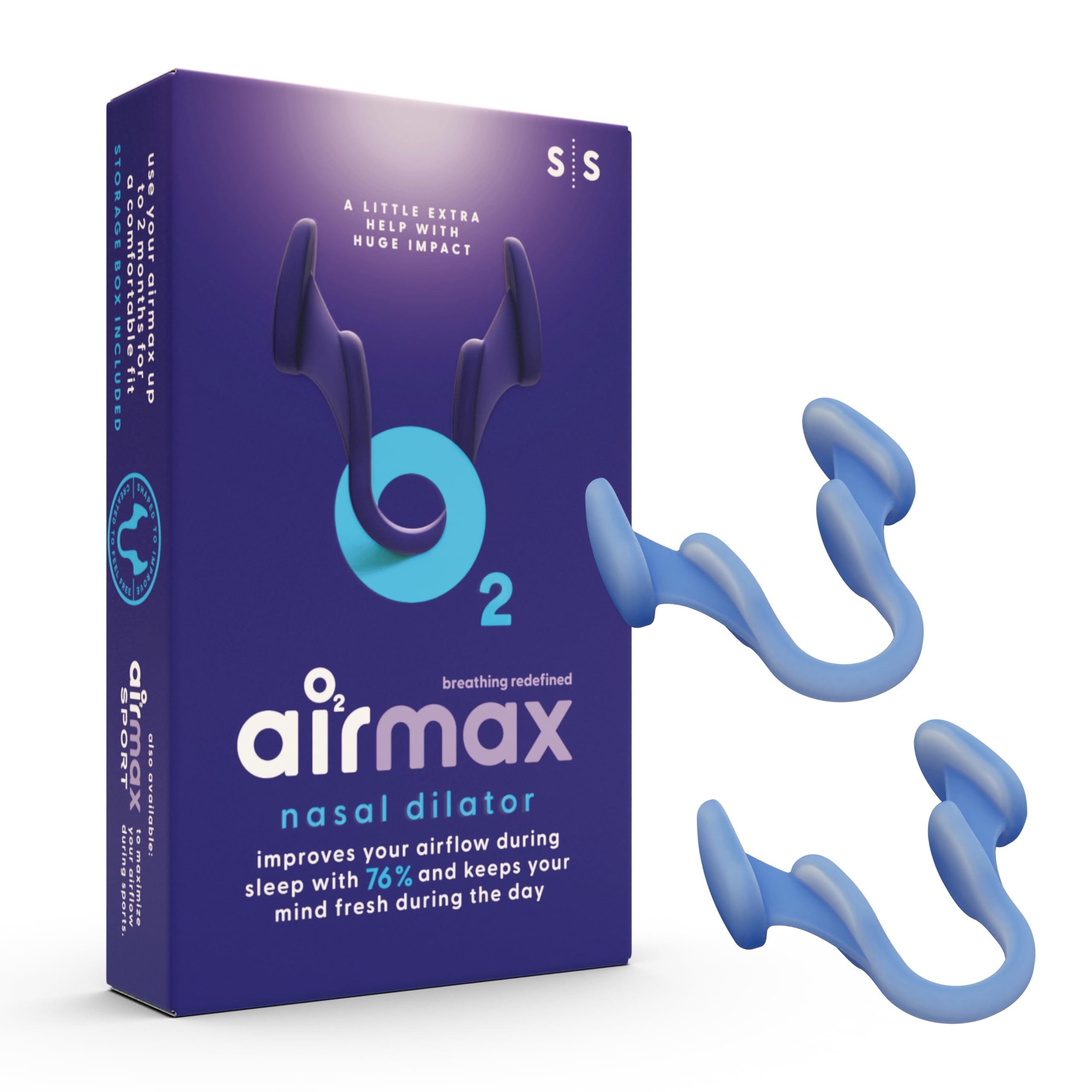 Air Max AIRMAX Nasal dilators for Sleeping - 76% More Airflow - Anti Snore Device - Breathe Freely Through The Nose - Sinus Relief, Sleep aid and snoring Solution - 2X Small Blue - 6 Month Relief