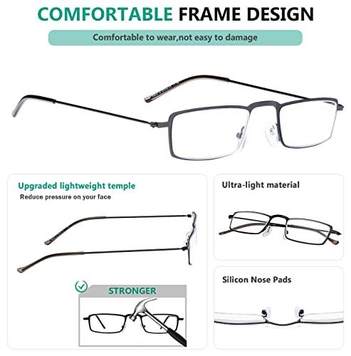 Eyekepper Eyekepper 5-Pack Straight Thin Stamped Metal Frame Half-Eye Style Reading Glasses Readers Black +2.0
