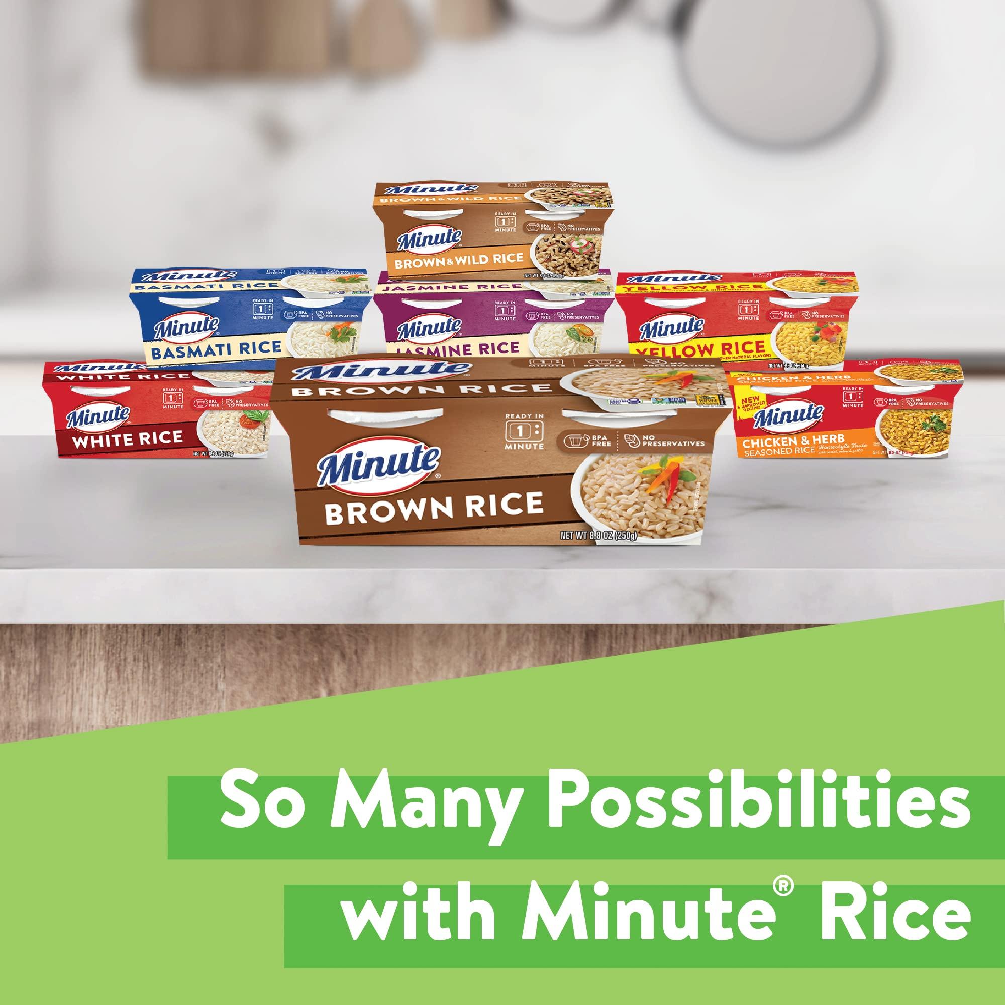 Minute Minute Ready-to-Serve Brown Rice, Microwavable Rice Cups, 4.4-Ounce Cups, 2 Count, (Pack of 8)