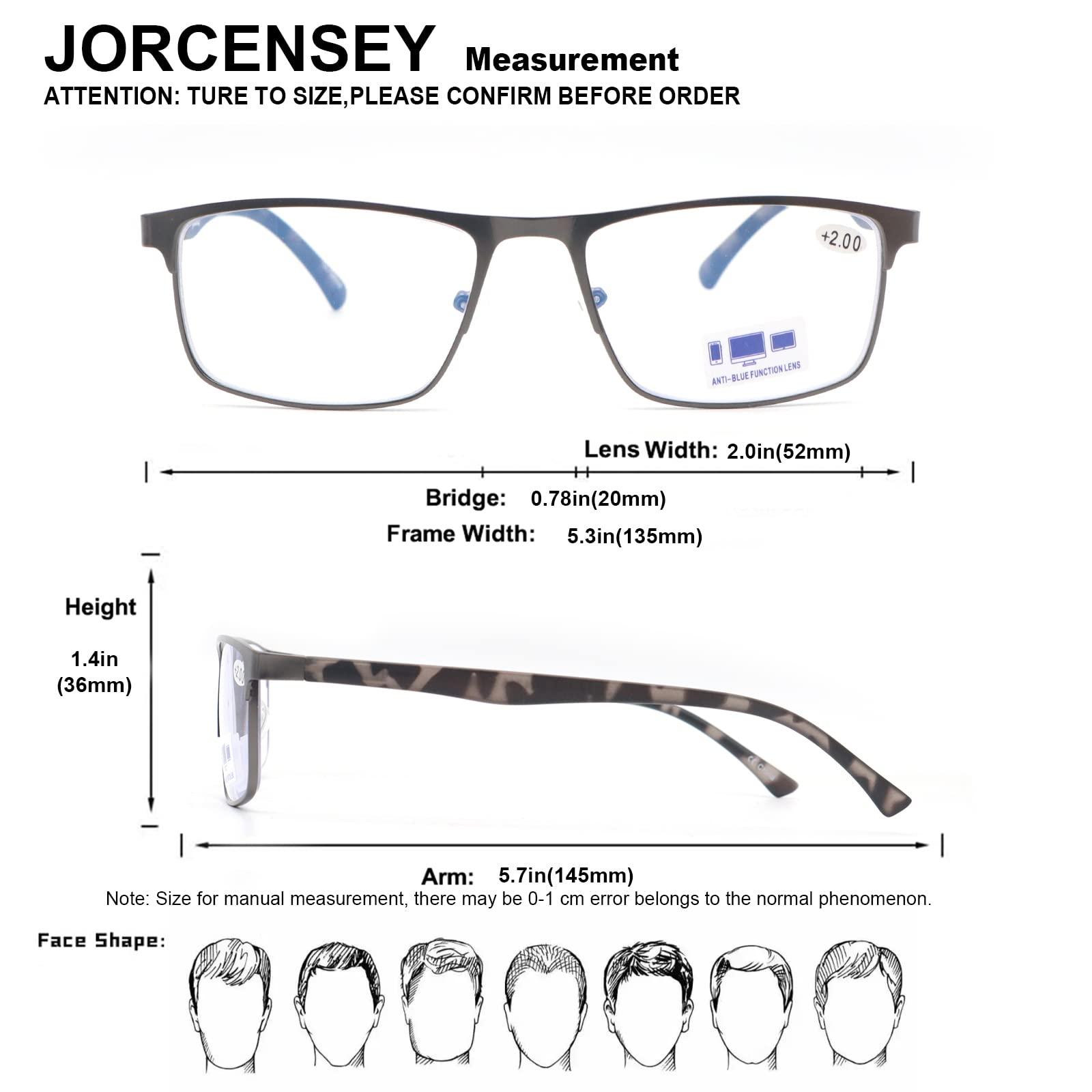 JORCENSEY JORCENSEY 3 Pack Reading Glasses for Men with Blue Light Blocking Stylish Metal Frame Readers +1.50