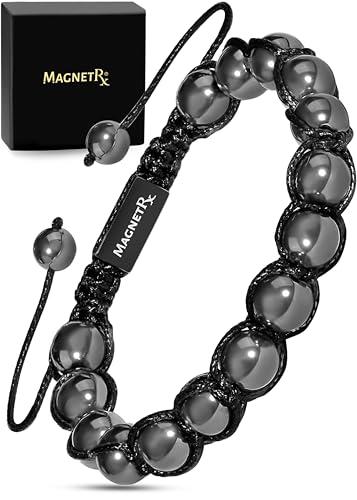 MagnetRX MagnetRX® Magnetic Hematite Bracelet – MAX Strength Magnetic Stones – Beaded Magnetic Bracelets for Men and Women (Bali 8mm Bead)