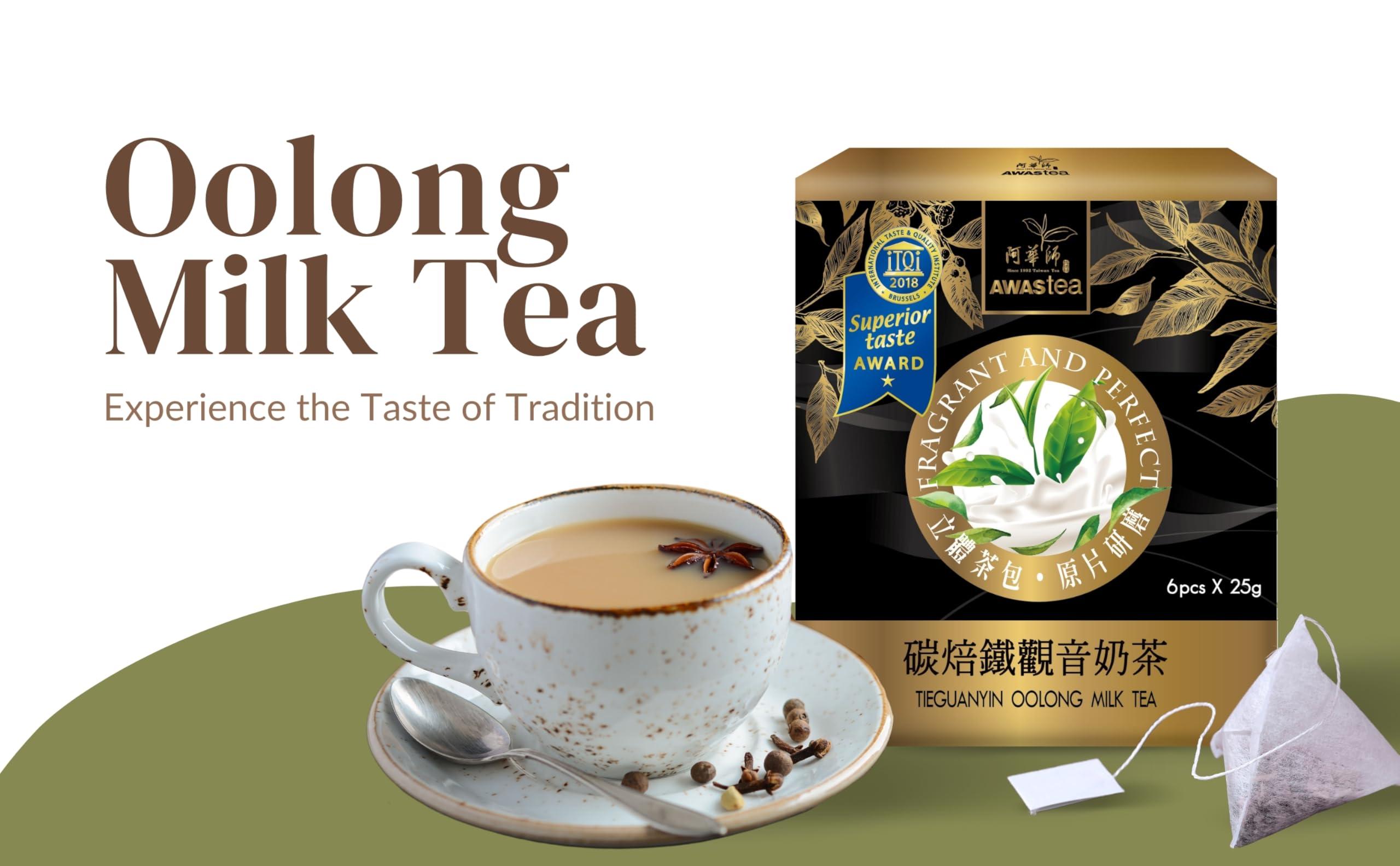 AWAS TEA AWAStea (iTQi Award) TIEGUANYIN OOLONG INSTANT MILK TEA Kit - Single Box of 6 Servings - - BLACK TEA OOLON TEA BOBA MILK TEA