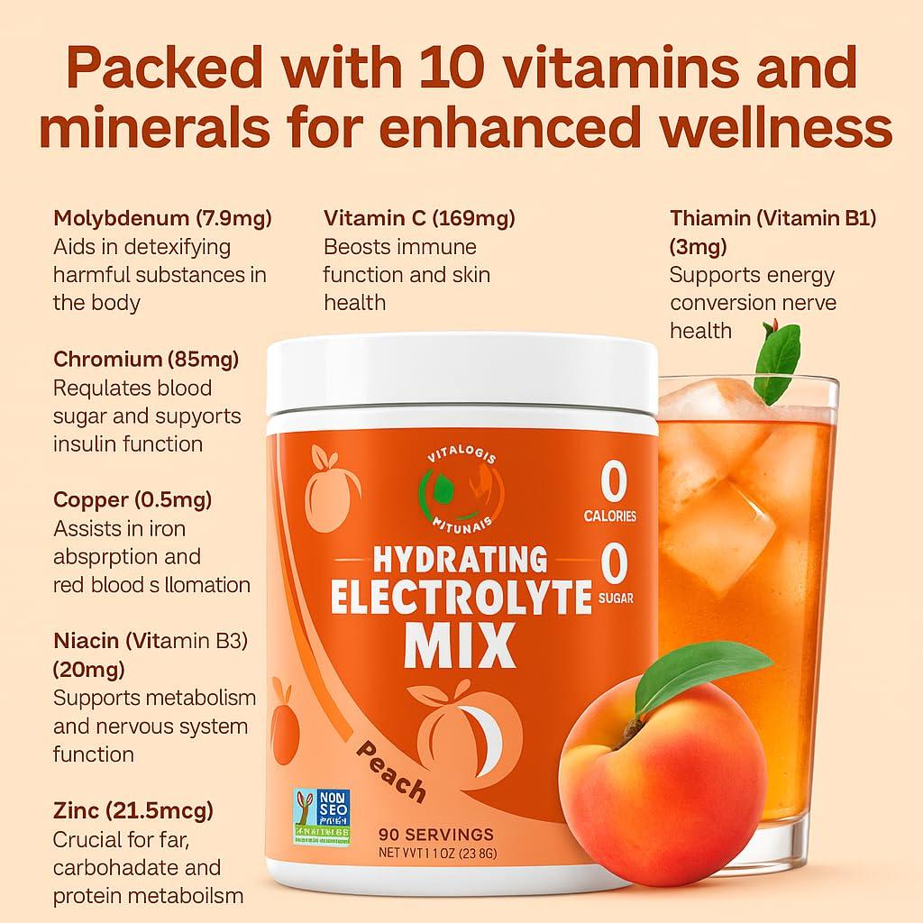Vitalogix Naturals Vitalogix Naturals Electrolyte Powder | Sugar-Free Hydration Supplement | Keto Electrolytes for Energy & Muscle Recovery | Zero Sugar, Vegan, Gluten-Free | Rapid Rehydration & Electrolyte Drink Mix