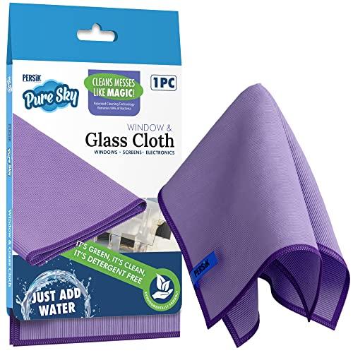 persik persik Pure-Sky Ultra-Microfiber Cleaning Cloth Streak Free - JUST ADD Water No Detergents Needed - Includes Window and Glass Cleaning Towel Pack of 2 + Eyeglasses Cleaning Cloth Pack of 2