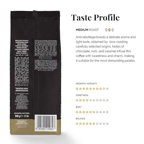 Caffe' Vergnano 1882 Caffe Vergnano 1882 Antica Bottega Whole Bean Arabica Medium Roast Espresso, 1.1 lbs Bag - Italian Coffee Beans with notes of Chocolate, Nuts & Caramel, Intensity 5/10-500g Bag